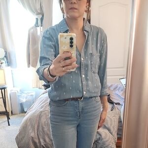 Rails Light Blue Patterned Button-Down Shirt Sz S